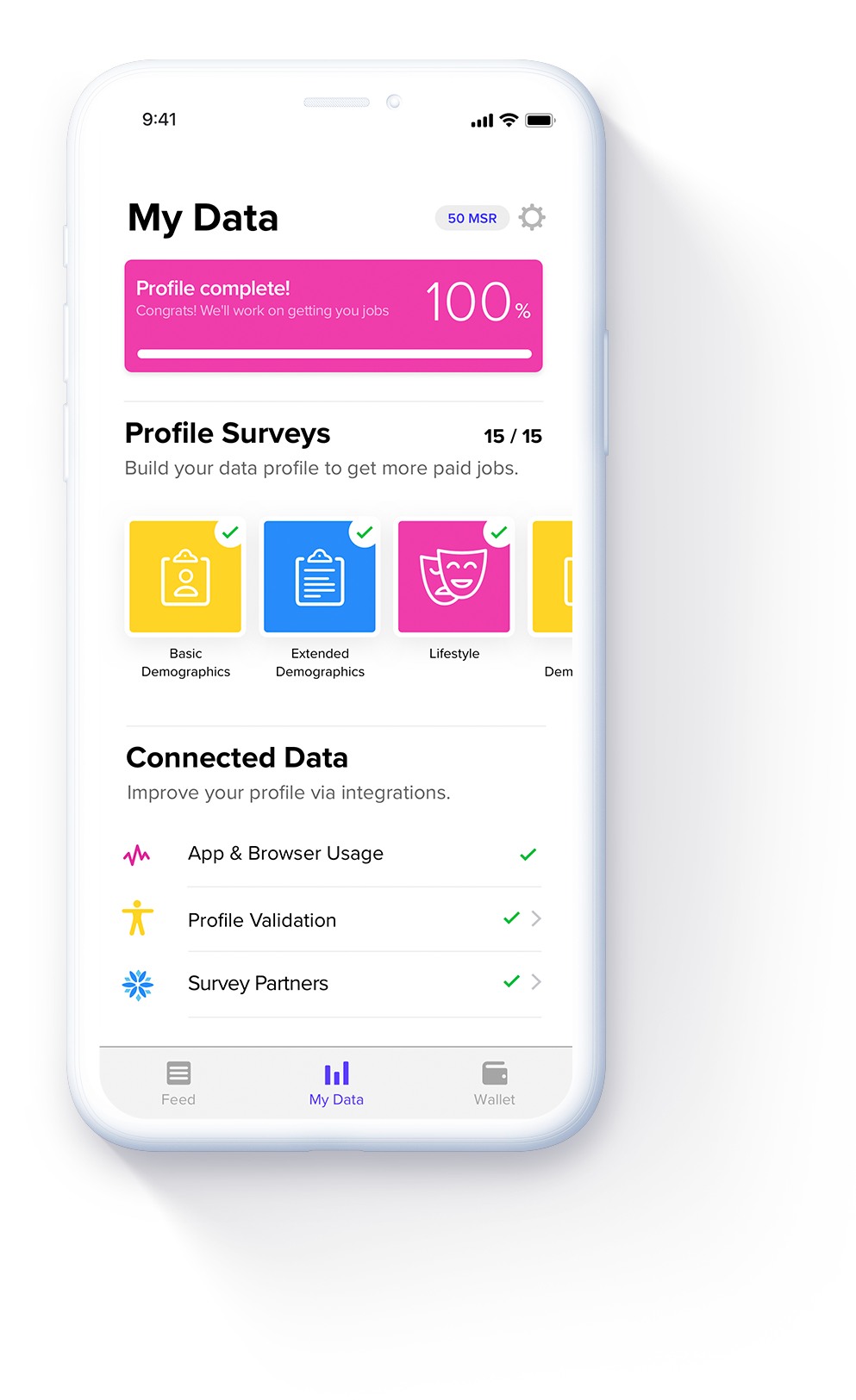 MSR App - My Data page for app users